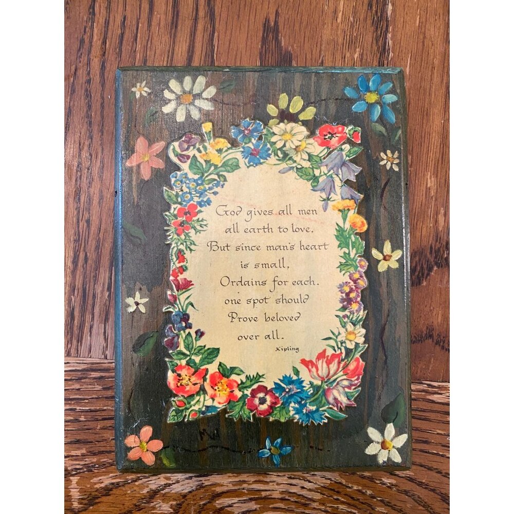 Vintage Wood Kipling Quote Plaque With Floral Design Wall Hanging 6.5"x4.5"